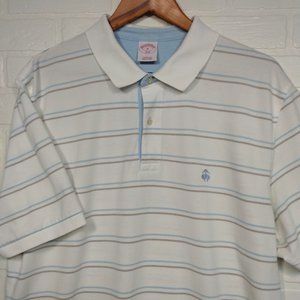 Brooks Brothers men's short sleeve polo shirt white with blue stripe size XL